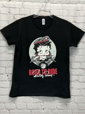 Brisco Betty Boop “Born To Ride” Motorcycle T-Shirt Women's XL Black Festival